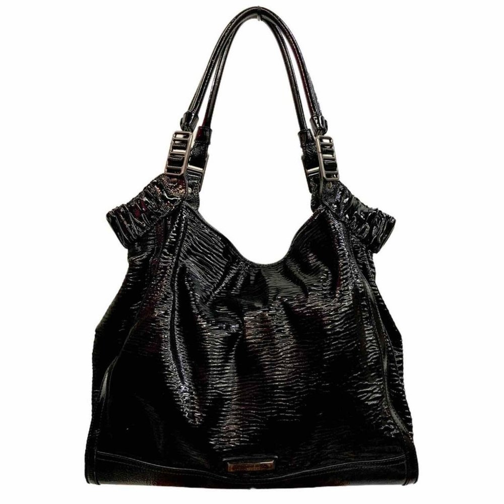 $1795 BURBERRY CERTIFIED AUTHENTIC Black Patent Leather Covington Tote Bag Purse